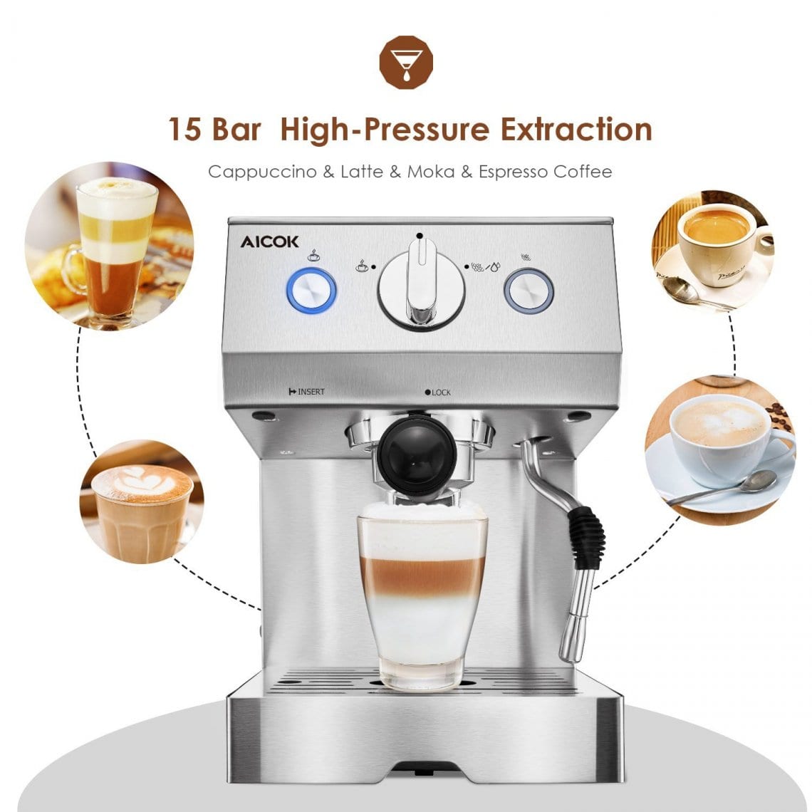 ¡OFERTA FLASH! Cafetera de Espresso Manual Aicok por solo 76€