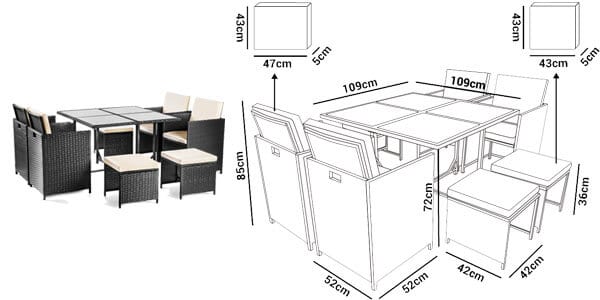 😱¡AHORRA 670€! Set de muebles de jardín McHaus 9 piezas por solo 199€