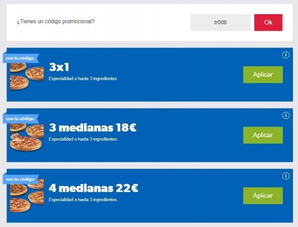 dominos pizza codigos