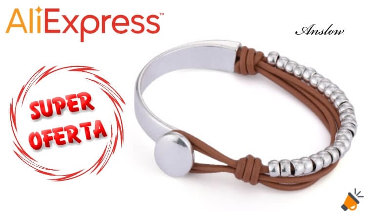 oferta Brazalete de cuero y metal barato SuperChollos