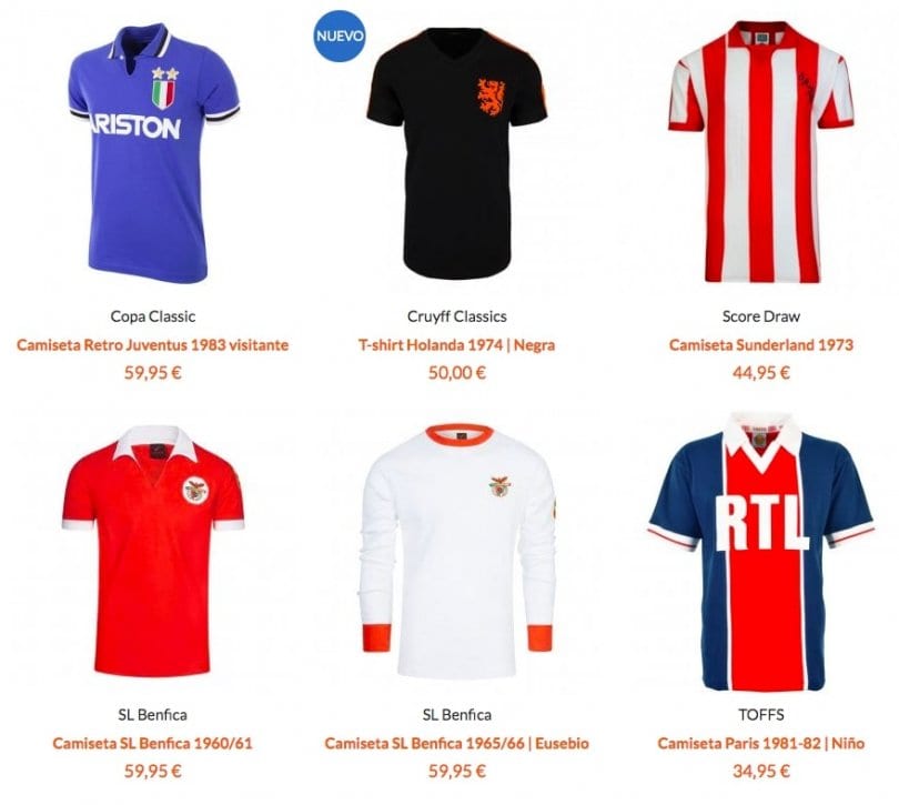 ¡CUPÓN DTO.! Envío GRATIS en camisetas y chaquetas de fútbol retro