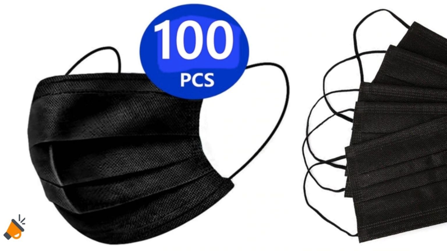 Pack x100 Mascarillas sanitarias desechables negras por 10€