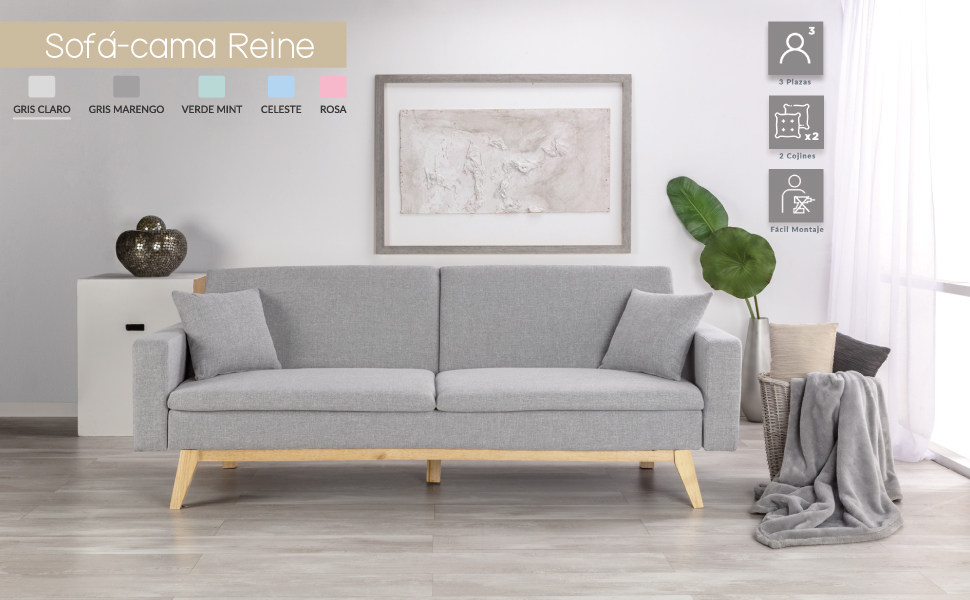 Sofá Cama 3 plazas diseño nórdico por 190€ ¡MÁS BARATO QUE EN IKEA!