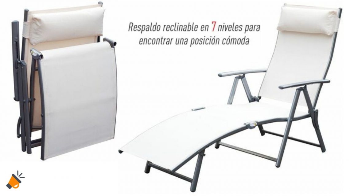 ¡MITAD DE PRECIO! Tumbona plegable con respaldo de 7 niveles por SOLO 93€