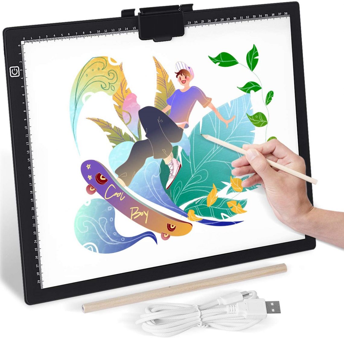 Tablero De Dibujo LED Recargable Con Luces RGB – Panel Acrílico De 35x26 Cm – Batería 1500 MAh – 8 Colores Estáticos Y 3 Modos Dinámicos – Ideal Para Calcar Y Garabatear – Regalo Creativo