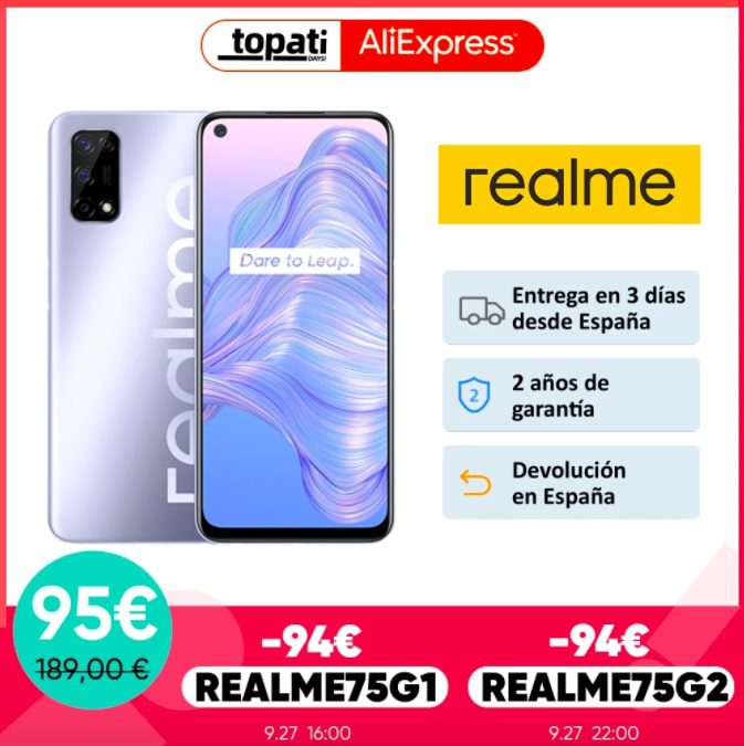 ⏰⚡¡SOLO HOY A LAS 22:00! Realme 7 5G 6/128GB por solo 95€ 🏃♂¡CORRE!🏃♂ 2 REALME 7 SuperChollos