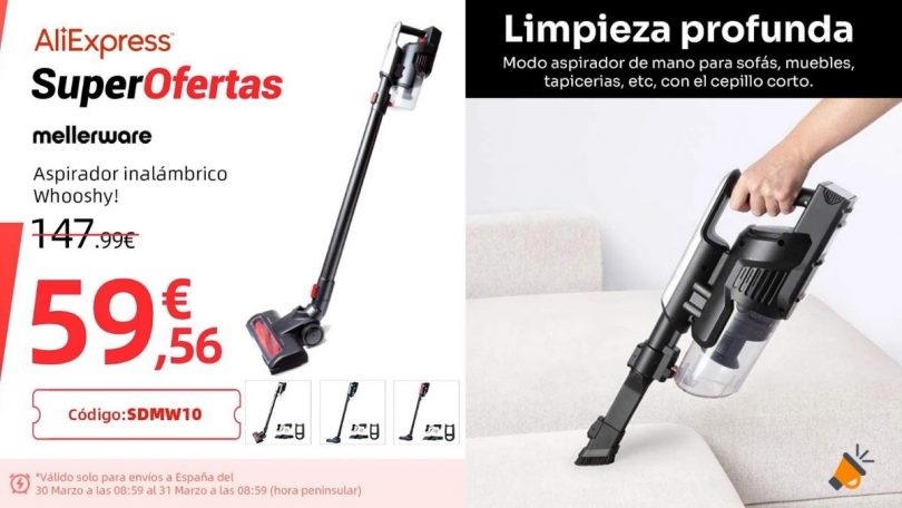 Aspiradora sin cables Mellerware Whooshy por 59€ ¡ANTES 147€! 1 oferta MELLERWARE WHOOSHY barata SuperChollos