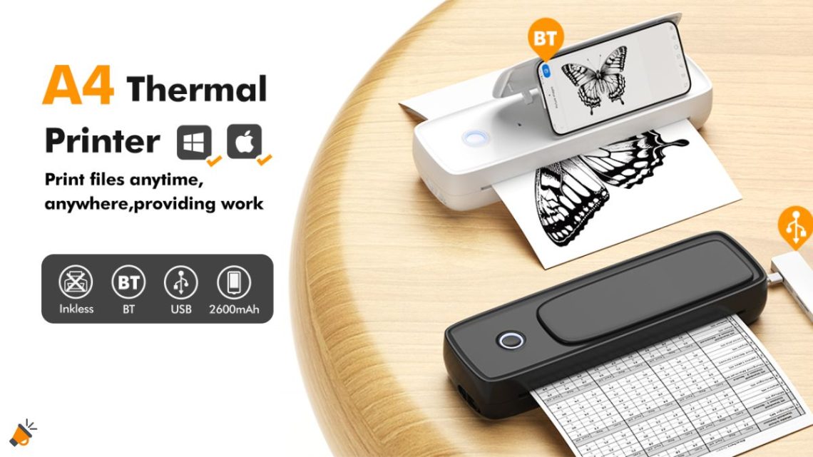 Stampante Termica Portatile Wireless A4 Con Bluetooth – USB-C, 1200-2400 Dpi, Per Cellulare